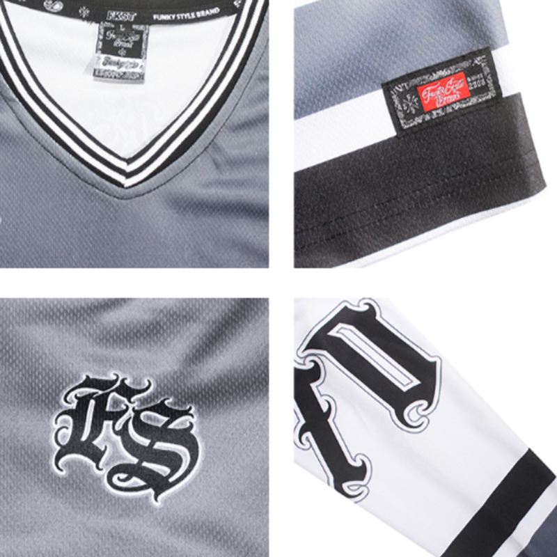 FUNKY HIP-HOP RUGBY LONG SLEEVE TEE I-0110