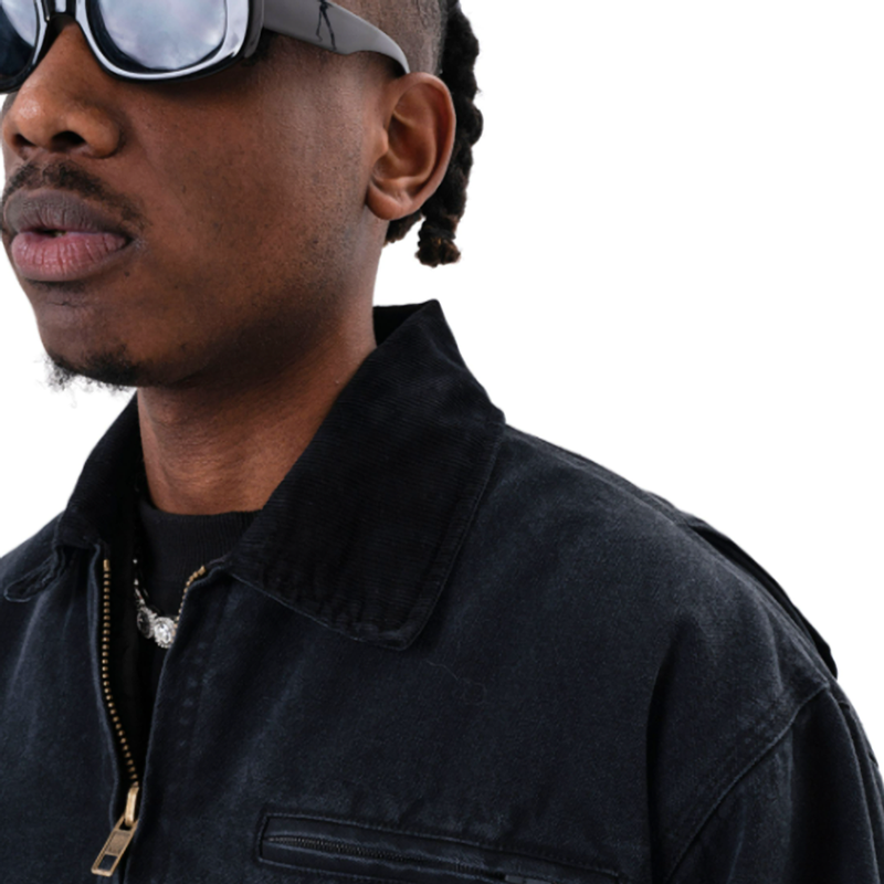 VINTAGE PLUSH LAPEL DENIM JACKET I-0045