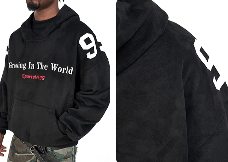 FAUX SUEDE HOODIE PULLOVER I-0140