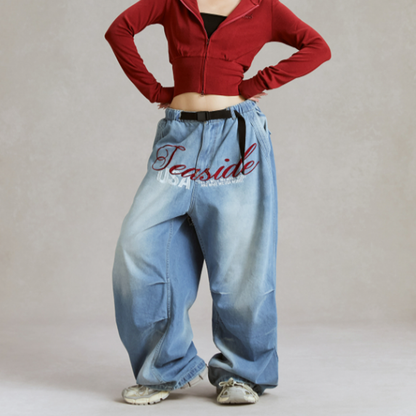 EMBROIDERED WIDE LEG DANCE PANTS I-0143