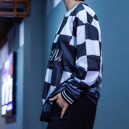 PLAID HIP-HOP LONG SLEEVE TEE I-0118