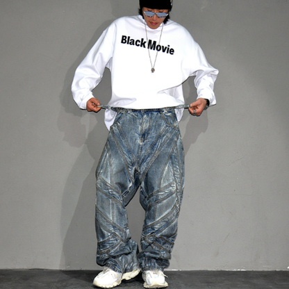 VINTAGE GANGSTER WIDE-LEG PANTS I-0150