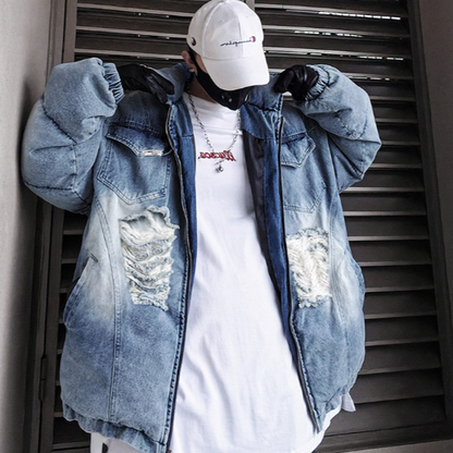 HIP-HOP DENIM DOWN JACKET I-0197