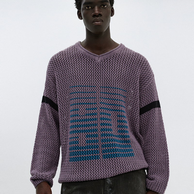 VINTAGE V-NECK KNIT SHIRT I-0069