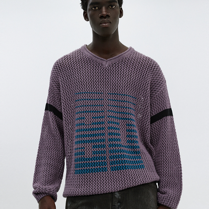 VINTAGE V-NECK KNIT SHIRT I-0069