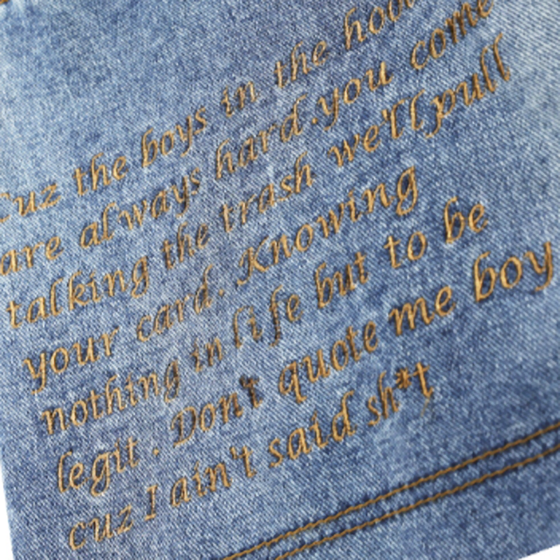 EMBROIDERED DENIM PANTS I-0131