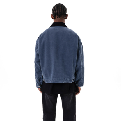 VINTAGE PLUSH LAPEL DENIM JACKET I-0045