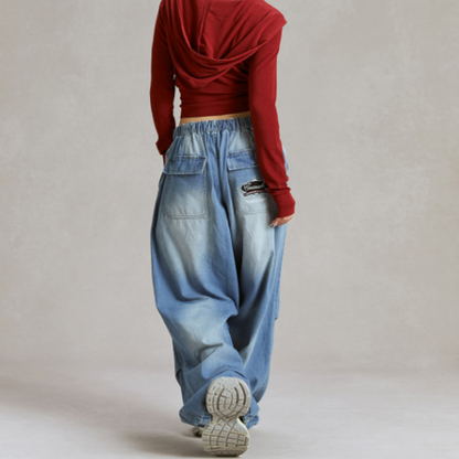 EMBROIDERED WIDE LEG DANCE PANTS I-0143