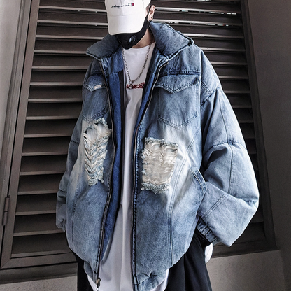 HIP-HOP DENIM DOWN JACKET I-0197