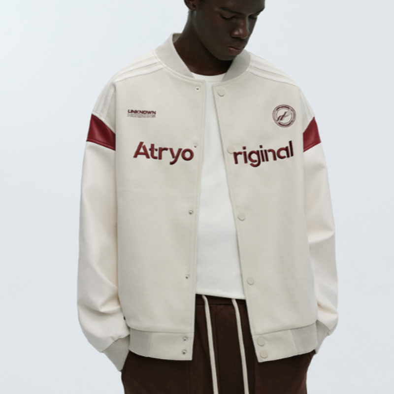 RETRO SPLICED BASEBALL JACKET I-0087