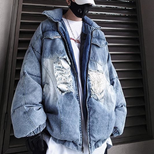 HIP-HOP DENIM DOWN JACKET I-0197