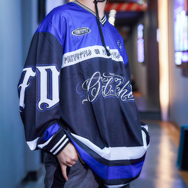 FUNKY HIP-HOP RUGBY LONG SLEEVE TEE I-0110