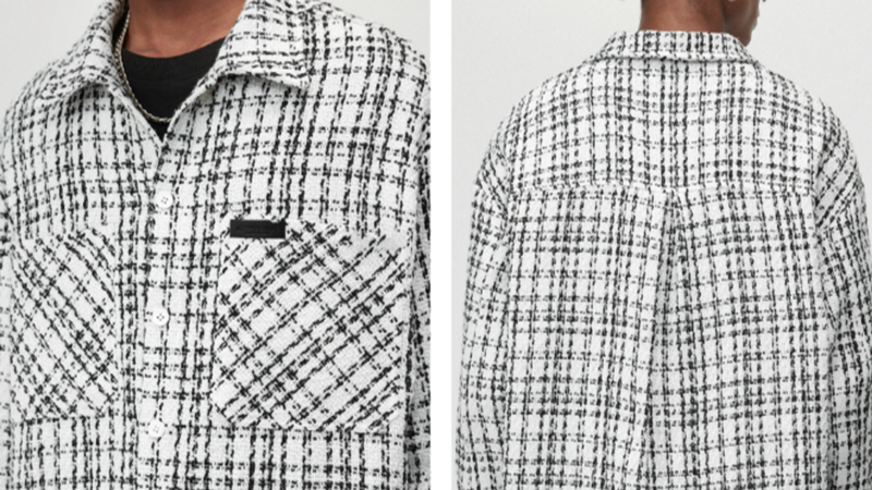 PLAID LEATHER SHIRT JACKET I-0086