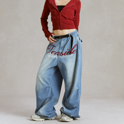 EMBROIDERED WIDE LEG DANCE PANTS I-0143