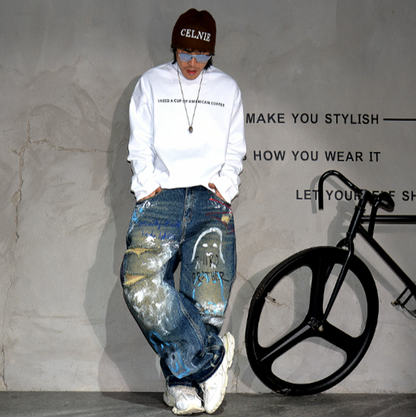 URBAN GRAFFITI WIDE-LEG PANTS I-0151