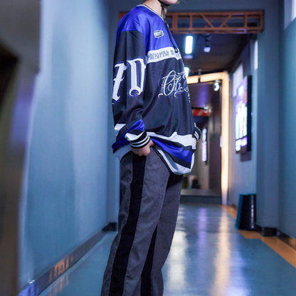 FUNKY HIP-HOP RUGBY LONG SLEEVE TEE I-0110