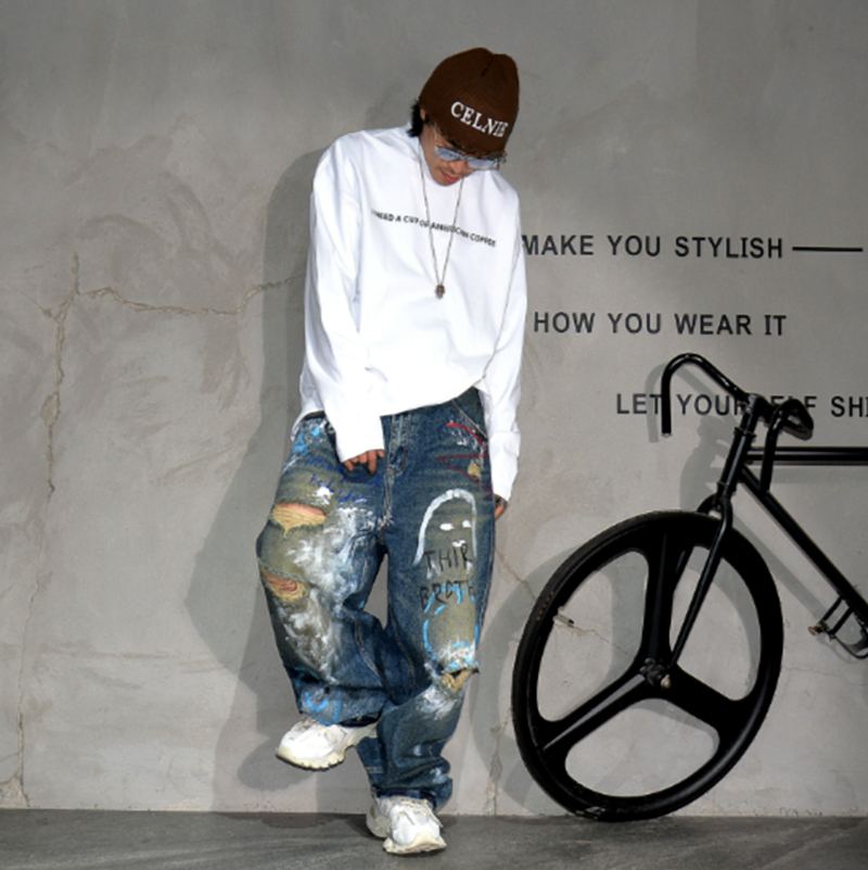 URBAN GRAFFITI WIDE-LEG PANTS I-0151