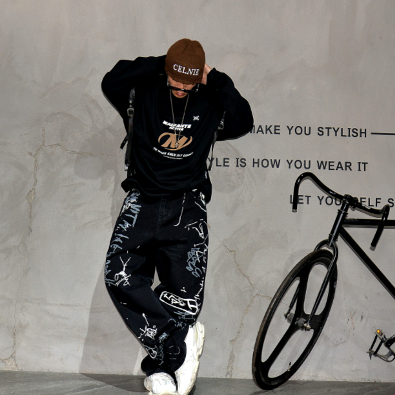 URBAN GRAFFITI WIDE LEG PANTS I-0153