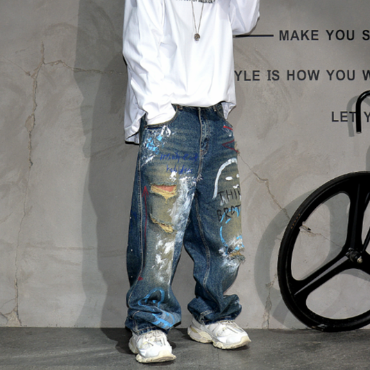 URBAN GRAFFITI WIDE-LEG PANTS I-0151