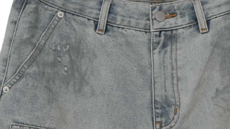 SPIDERWEB EMBROIDERED DENIM SHORTS I-0013