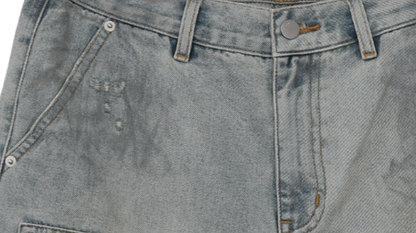 SPIDERWEB EMBROIDERED DENIM SHORTS I-0013