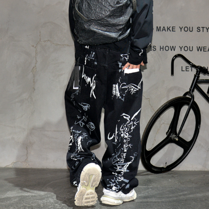 URBAN GRAFFITI WIDE LEG PANTS I-0153