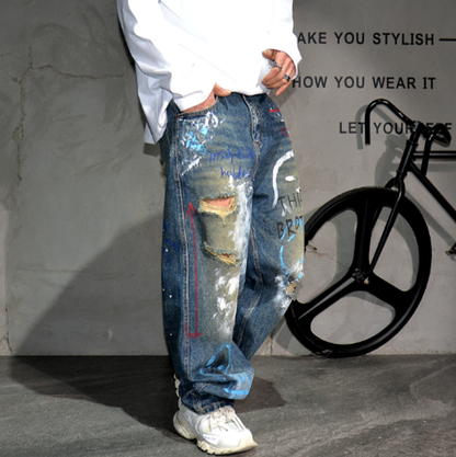 URBAN GRAFFITI WIDE-LEG PANTS I-0151