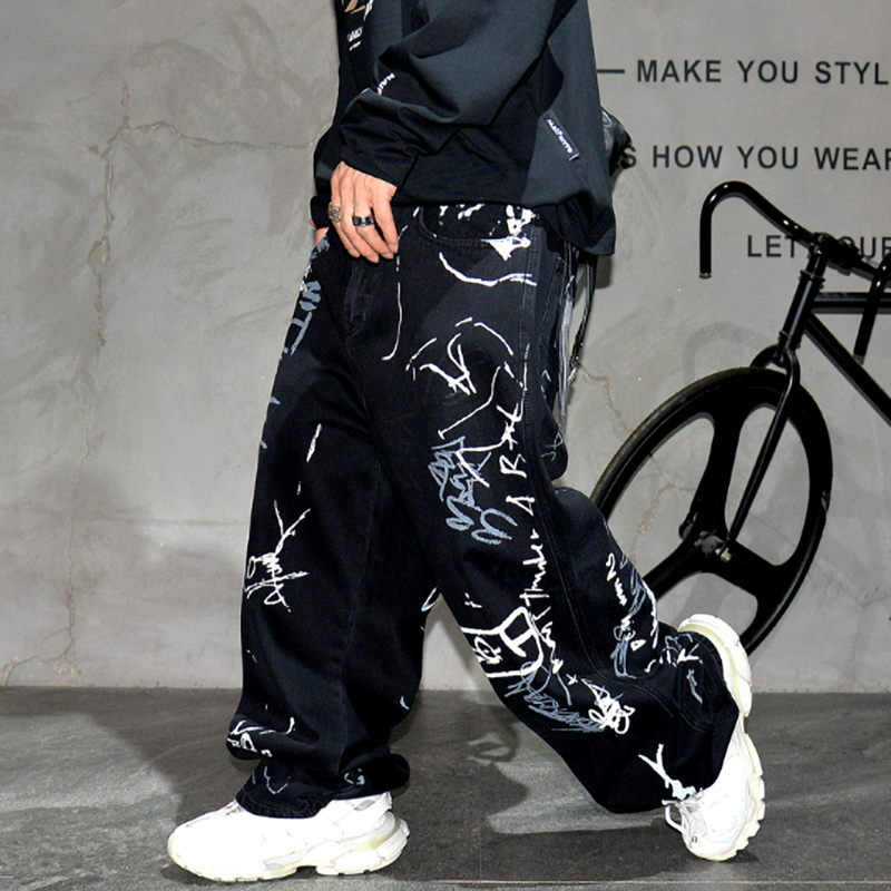 URBAN GRAFFITI WIDE LEG PANTS I-0153