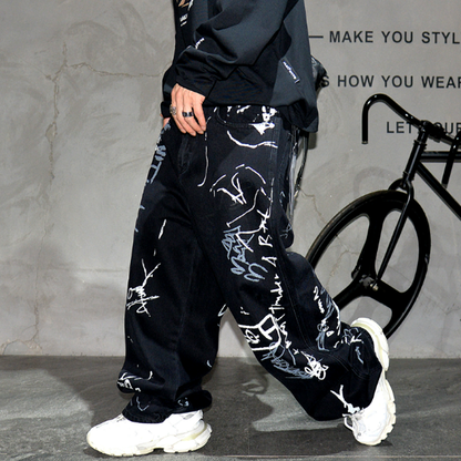 URBAN GRAFFITI WIDE LEG PANTS I-0153