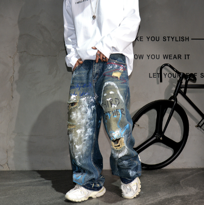 URBAN GRAFFITI WIDE-LEG PANTS I-0151