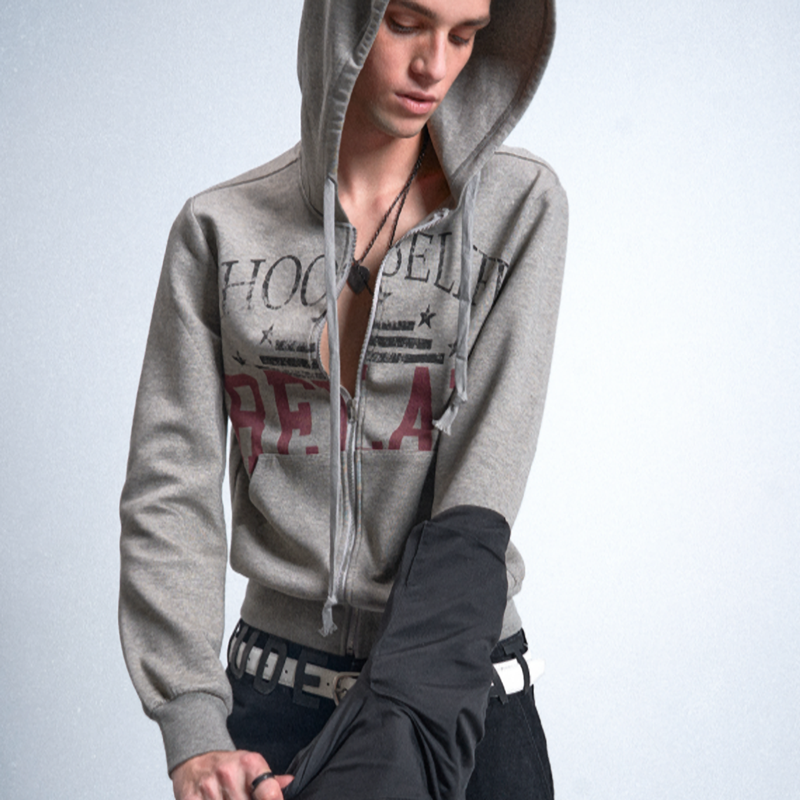 DISTRESSED FLORAL HOODIE SWEATSHIRT I-0063