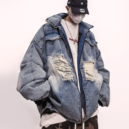 HIP-HOP DENIM DOWN JACKET I-0197