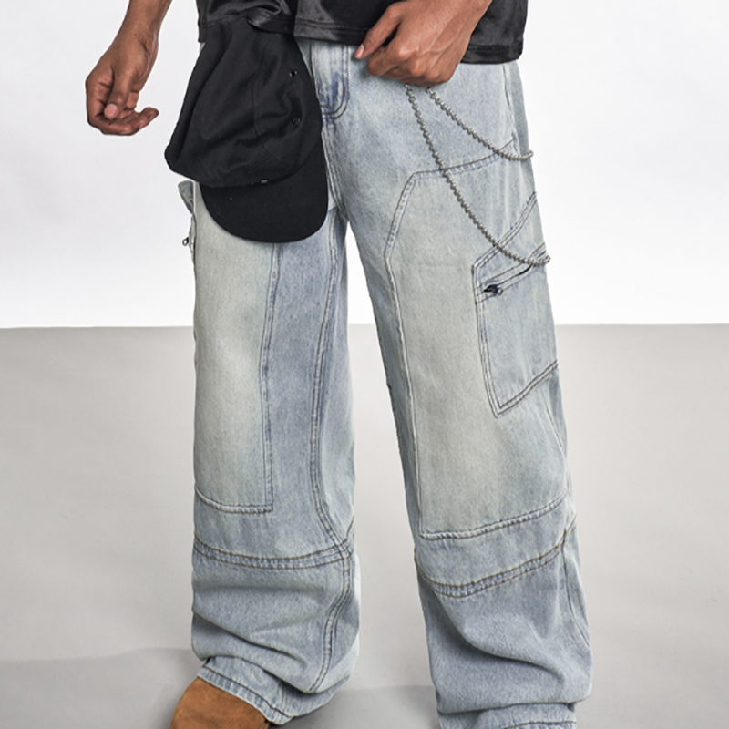 VINTAGE WIDE-LEG DENIM PANTS I-0042