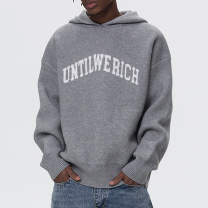 LOOSE HOODED KNIT SWEATSHIRT I-0015