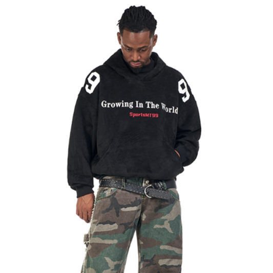 FAUX SUEDE HOODIE PULLOVER I-0140