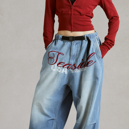 EMBROIDERED WIDE LEG DANCE PANTS I-0143
