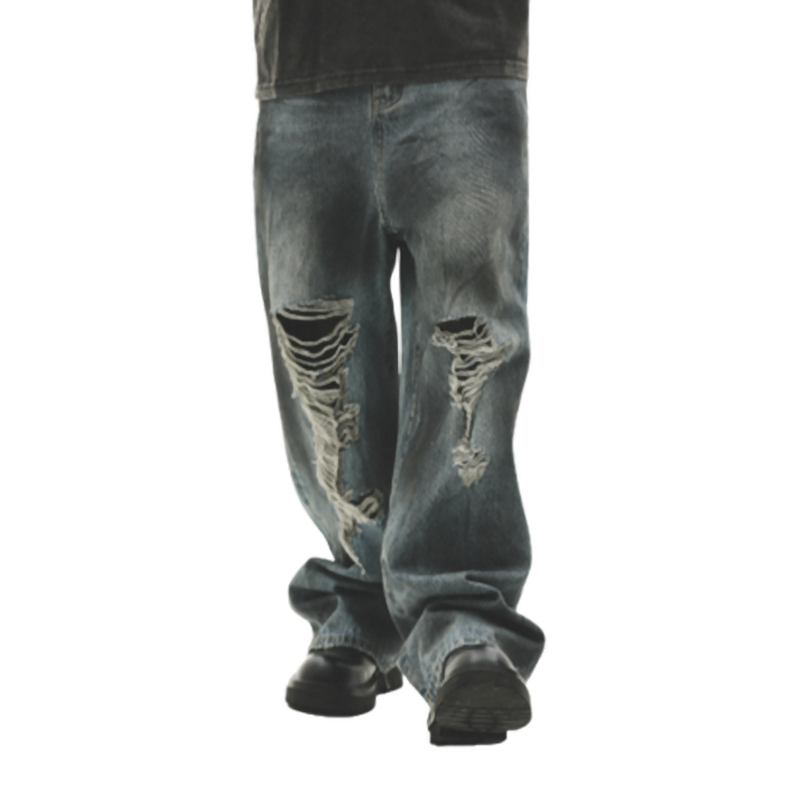 DISTRESSED LOOSE JEANS I-0014