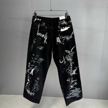 URBAN GRAFFITI WIDE LEG PANTS I-0153