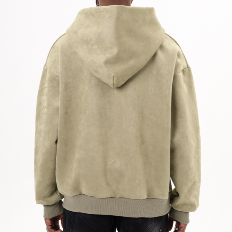 AMERICAN LOGO EMBROIDERED SUEDE HOODIE I-0043