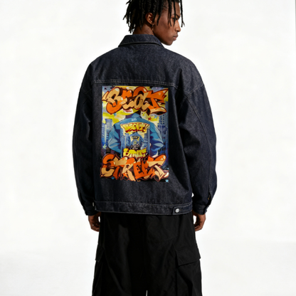 RETRO GRAFFITI DENIM JACKET I-0172