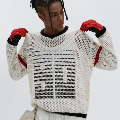 VINTAGE V-NECK KNIT SHIRT I-0069