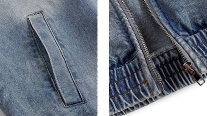 DENIM HOODED ZIP-UP CARDIGAN I-0077