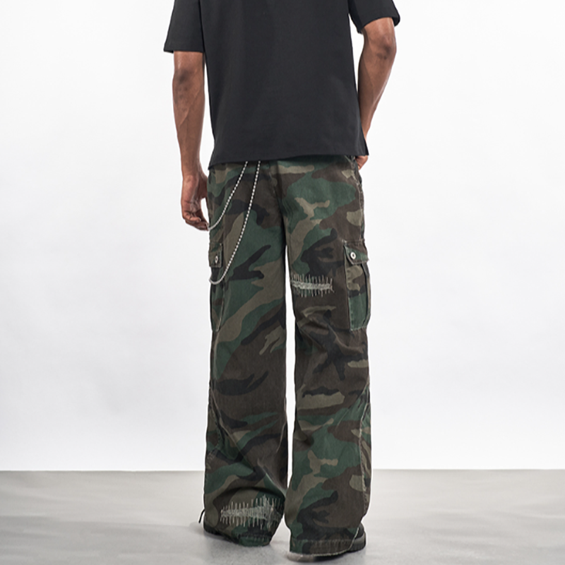 RETRO CAMOUFLAGE WIDE-LEG PANTS I-0033