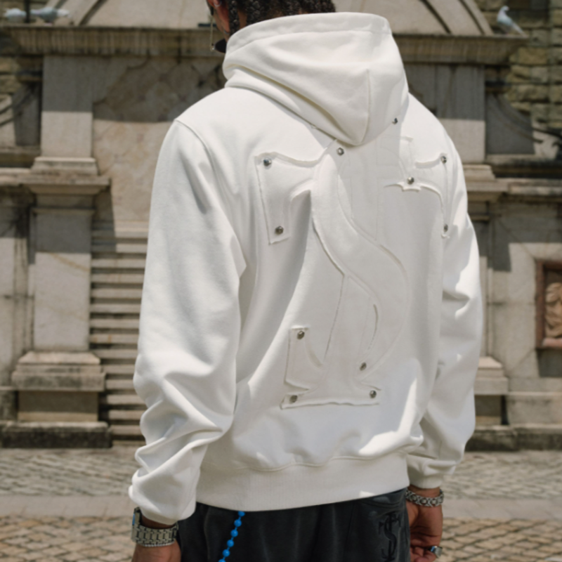 VINTAGE STUDDED HOODIE JACKET I-0049