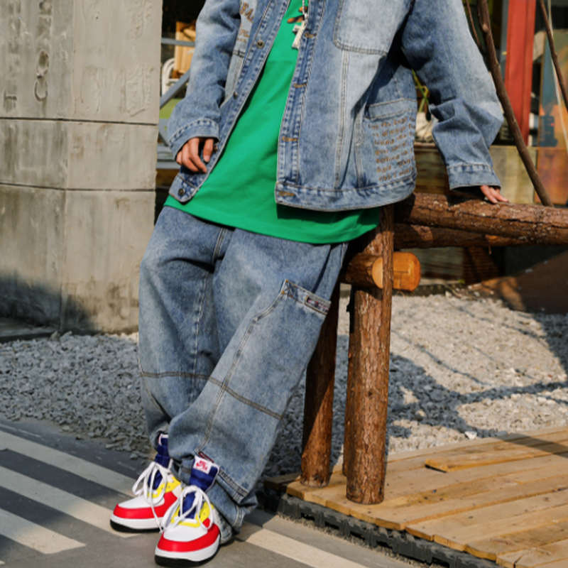 EMBROIDERED DENIM PANTS I-0131