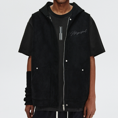 FLORAL EMBROIDERED SUEDE VEST I-0092