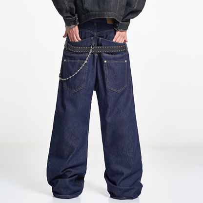 PUNK LAYERED STUDDED JEANS I-0031