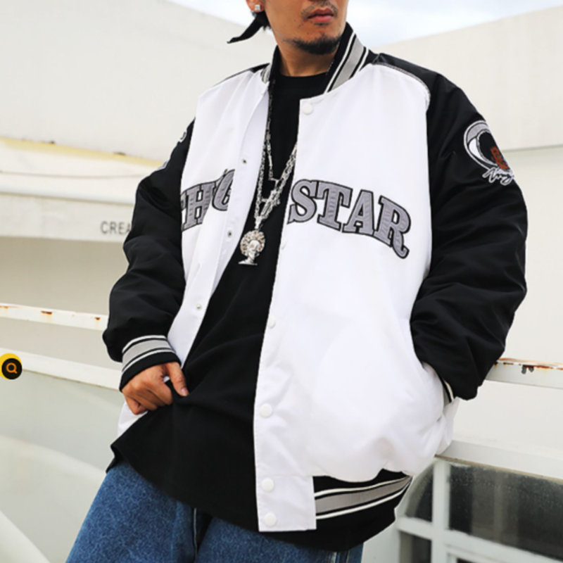 EMBROIDERED WINDPROOF BASEBALL JACKET I-0127