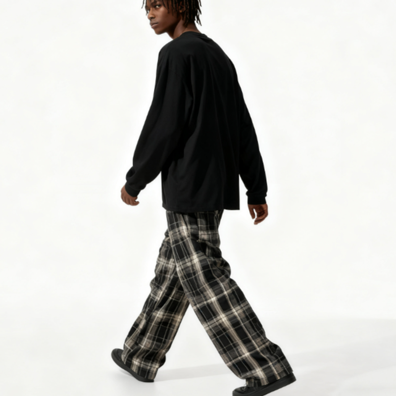 FUNKY PLAID STREET PANTS I-0171