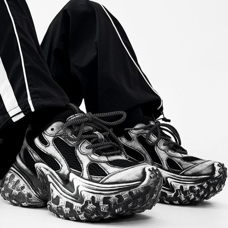 BLACK KNIGHTS THICK SOLE SNEAKERS I-0203